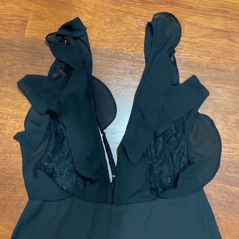 Black Ruffle Top Jumpsuit - Picture 3 of 5